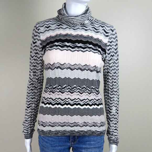 ECTETERA Chevron Knit Turtleneck Sweater SIZE Small - Picture 2 of 10